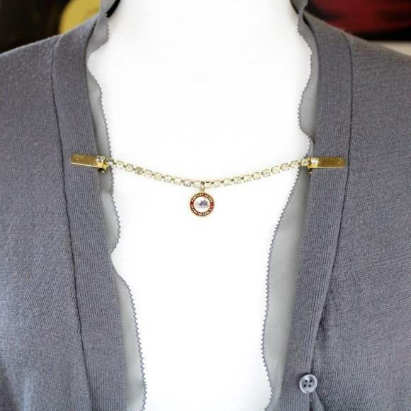 Vintage New York Souvenir Sweater Guard Rhinestone Clip 1960s Grand Island J30 - Picture 3 of 9